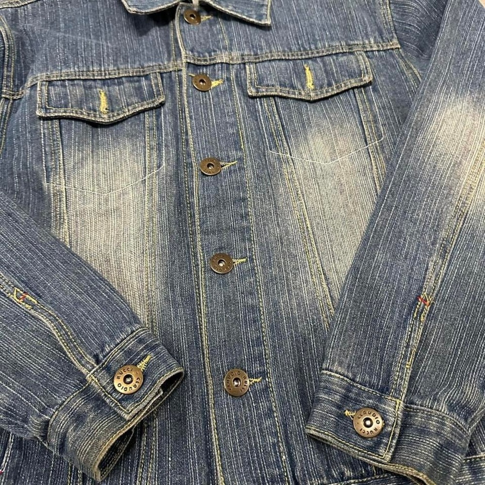 Y2K Vintage Distressed Faded Womens Blue Denim‎ Jacket Type 3 - Picture 3 of 8